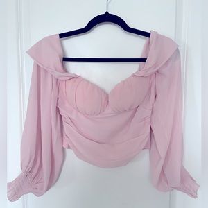 Pink off the shoulder bubble sleeve top